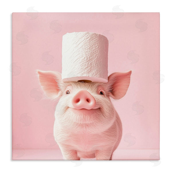 stupell industries Heidi Kuntz | Silly Piggy Pink Toilet Paper Wall Art