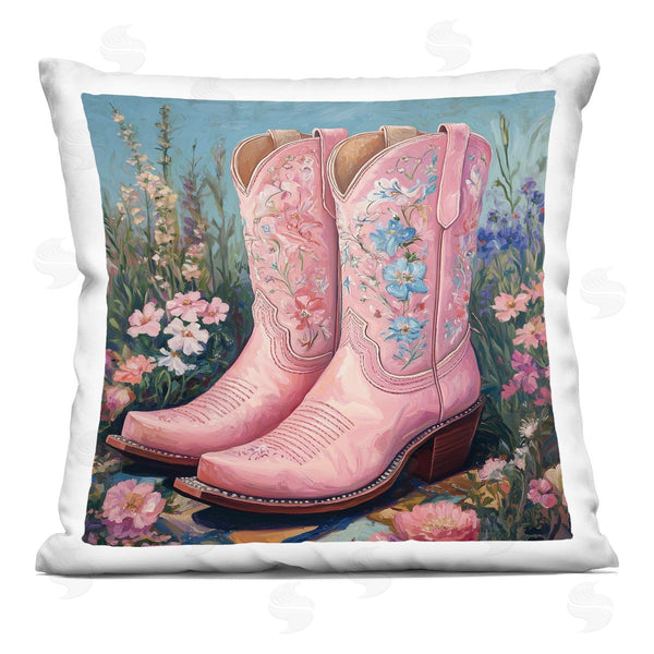 stupell industries Heidi Kuntz | Wildflower Pink Cowgirl Boots Printed Throw Pillow