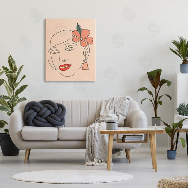 Stupell Industries Hey Bre Creative Studio | Abstract Line Doodle Woman Lipstick Flower Blossom Wall Art