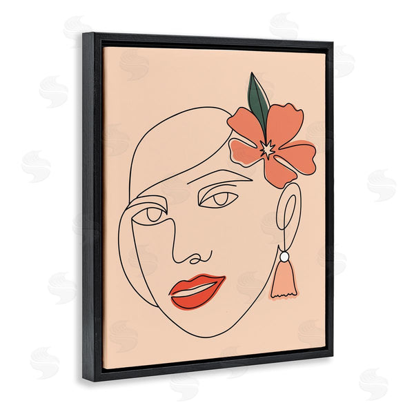 Stupell Industries Hey Bre Creative Studio | Abstract Line Doodle Woman Lipstick Flower Blossom Wall Art