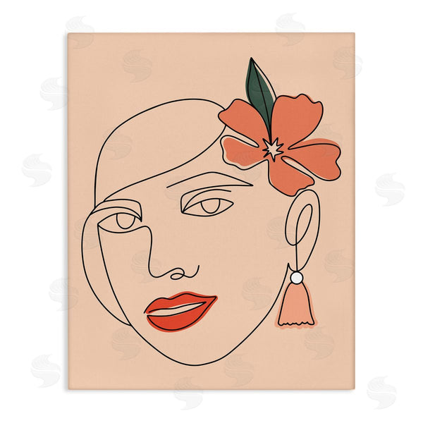 stupell industries Hey Bre Creative Studio | Abstract Line Doodle Woman Lipstick Flower Blossom Wall Art