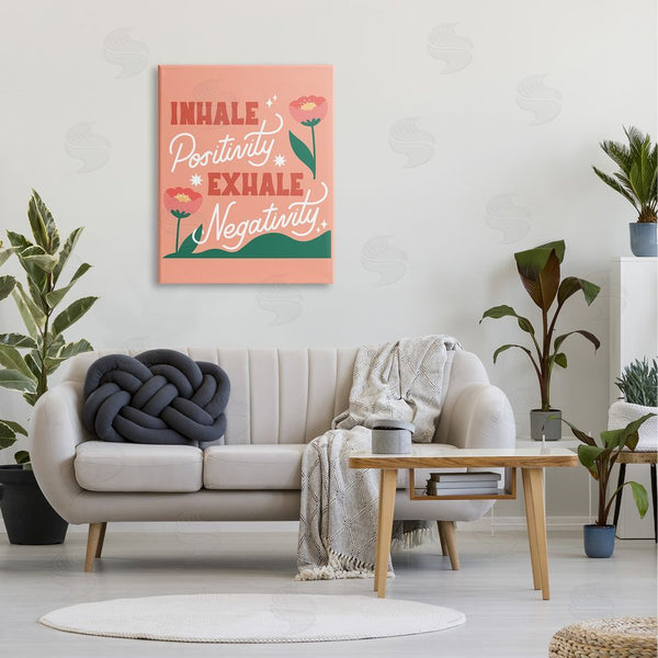 Stupell Industries Hey Bre Creative Studio | Inhale Positivity Exhale Negativity Floral Motivational Sign Wall Art