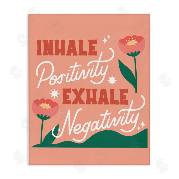 stupell industries Hey Bre Creative Studio | Inhale Positivity Exhale Negativity Floral Motivational Sign Wall Art