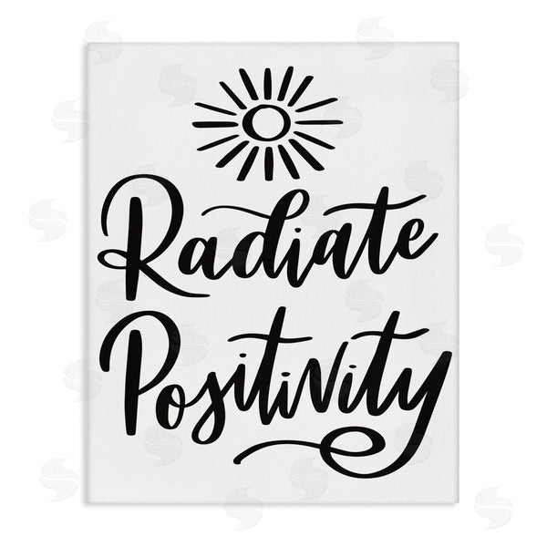 stupell industries Hey Bre Creative Studio | Radiate Positivity Motivational Phrase Minimal Text Sun Illustration Wall Art