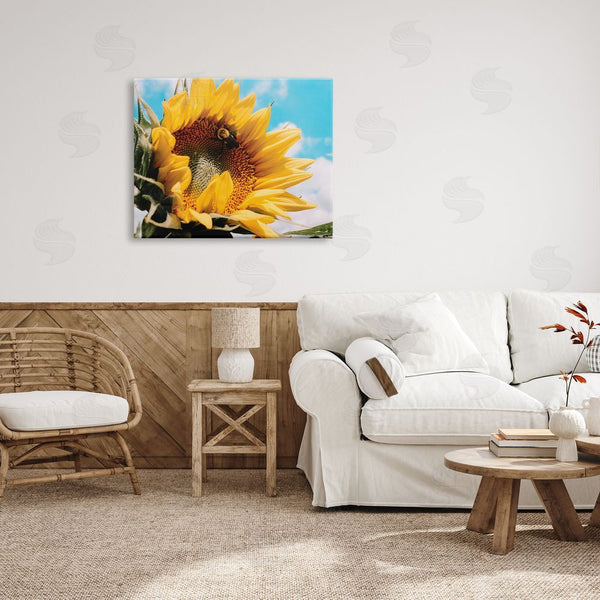 Stupell Industries Hey Bre Creative Studio | Summer Sunflower Blossom Pollinating Honey Bee Photography Wall Art
