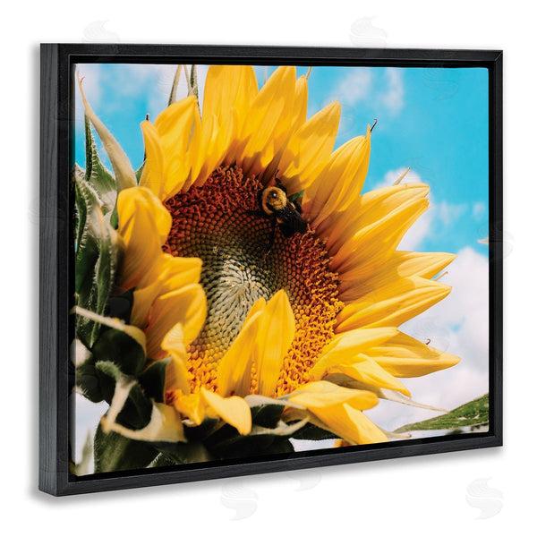 Stupell Industries Hey Bre Creative Studio | Summer Sunflower Blossom Pollinating Honey Bee Photography Wall Art