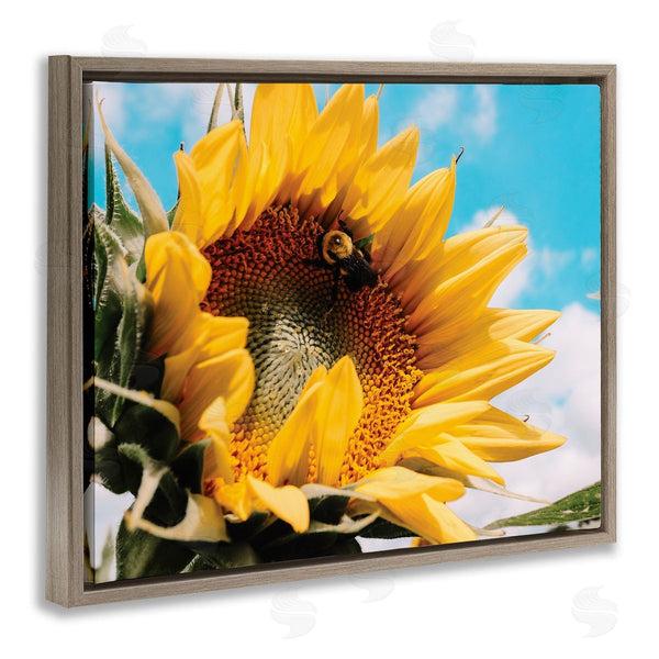 Stupell Industries Hey Bre Creative Studio | Summer Sunflower Blossom Pollinating Honey Bee Photography Wall Art