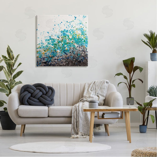 Stupell Industries Hilary Winfield | Abstract Paint Speckles Dots Bold Blues Yellows Wall Art