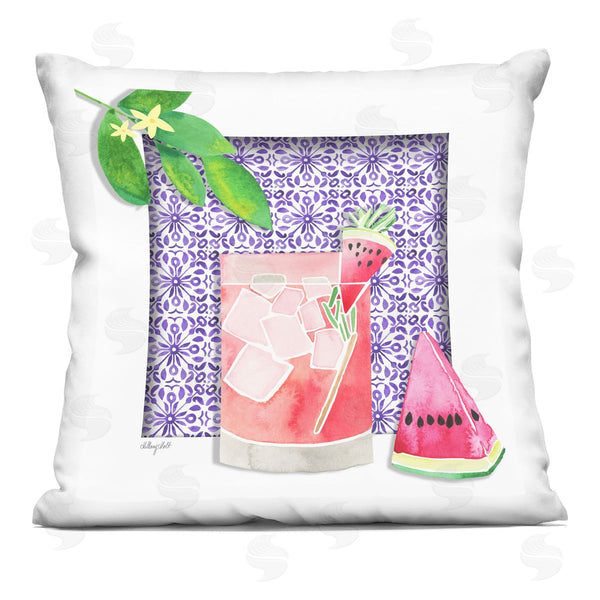 stupell industries Hillary Holt | Mediterranean Watermelon Drink Printed Throw Pillow