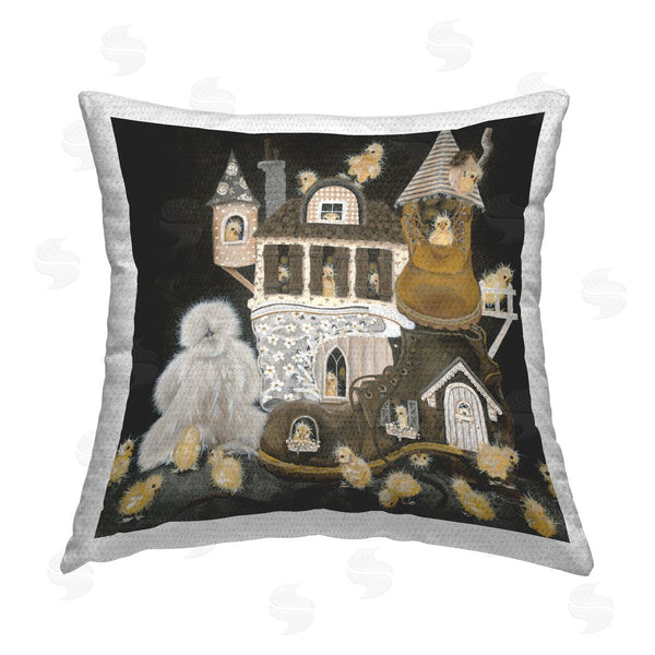 Stupell Industries Hollihocks Art | Chicks In Shoe House Printed Throw Pillow