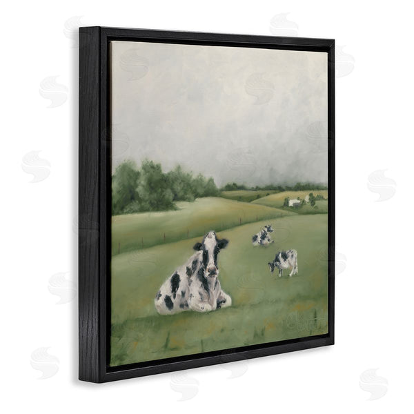 Stupell Industries Hollihocks Art | Dairy Cows Grazing In Green Field