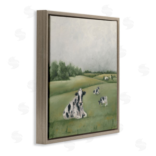 Stupell Industries Hollihocks Art | Dairy Cows Grazing In Green Field