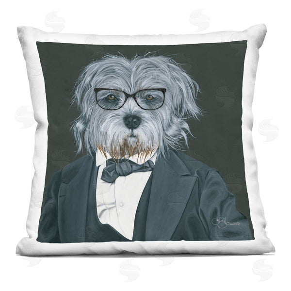 stupell industries Hollihocks Art | Dog in Business Suit Printed Throw Pillow
