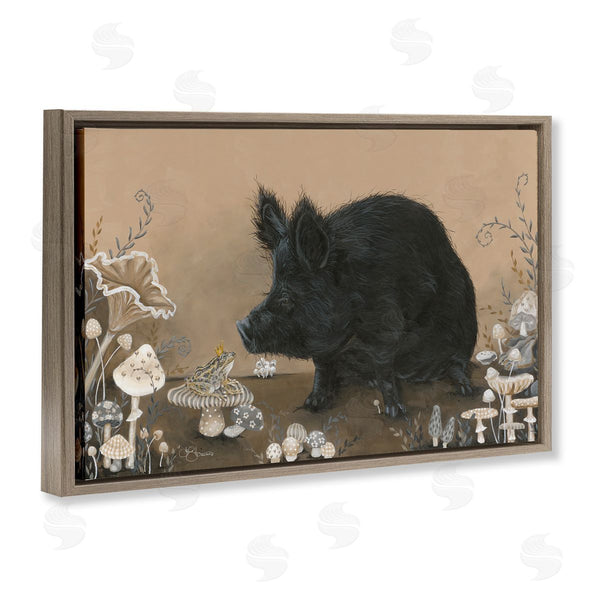 Stupell Industries Hollihocks Art | Hog And Frog With Mushrooms