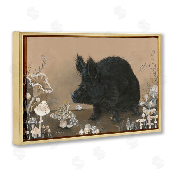 Stupell Industries Hollihocks Art | Hog And Frog With Mushrooms