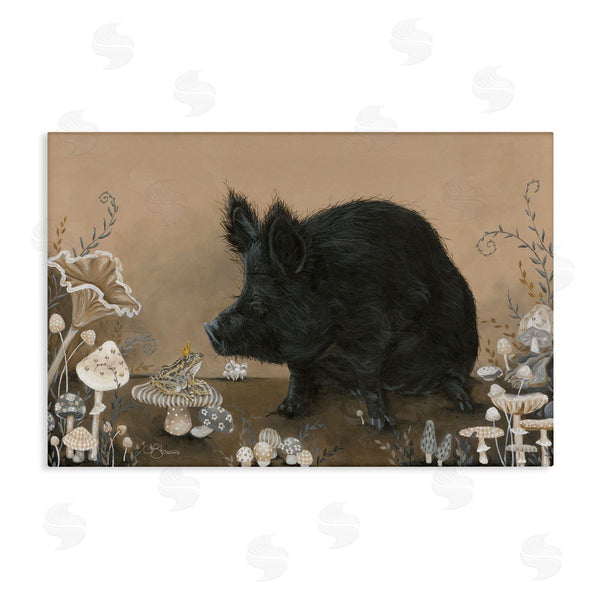 stupell industries Hollihocks Art | Hog and Frog with Mushrooms