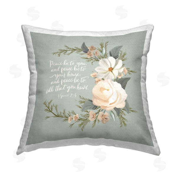 Stupell Industries Hollihocks Art | Peace Be To You Prayer Printed Throw Pillow