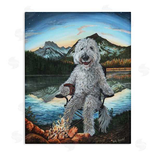 stupell industries Holly Simental | Dog by Campfire Landscape