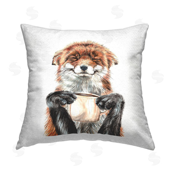 Stupell Industries Holly Simental | Happy Fox Morning Coffee Printed Throw Pillow
