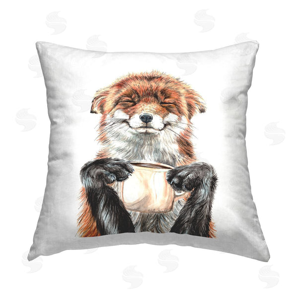 stupell industries Holly Simental | Happy Fox Morning Coffee Printed Throw Pillow