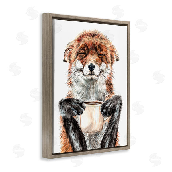 Stupell Industries Holly Simental | Happy Fox With Coffee