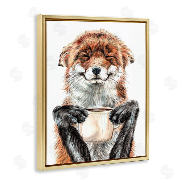 Stupell Industries Holly Simental | Happy Fox With Coffee