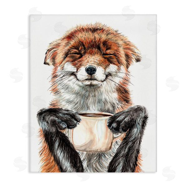 stupell industries Holly Simental | Happy Fox with Coffee