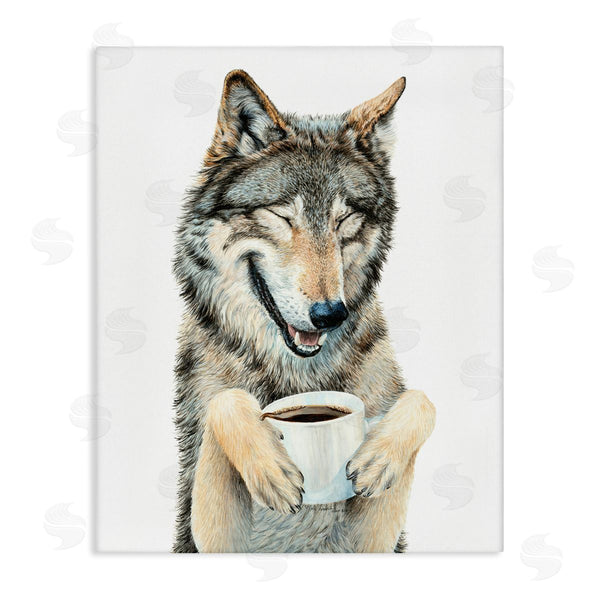 stupell industries Holly Simental | Laughing Wolf with Coffee Wall Art