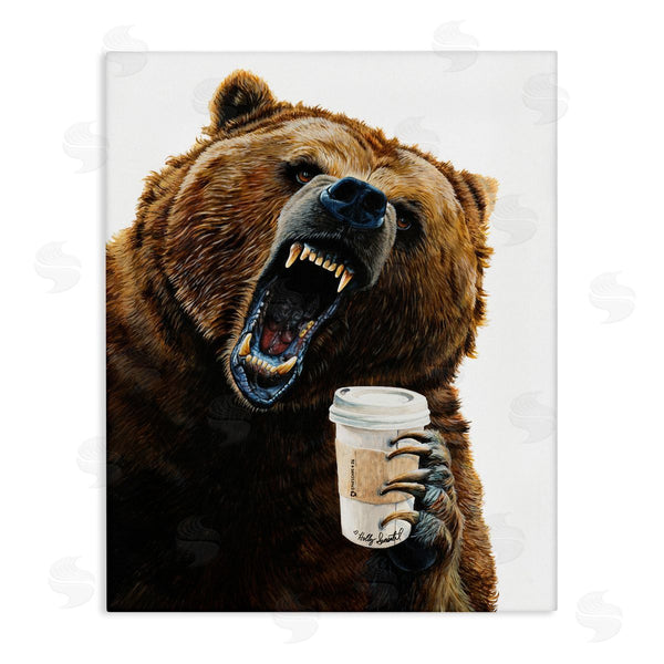 stupell industries Holly Simental | Roaring Bear with Coffee Wall Art