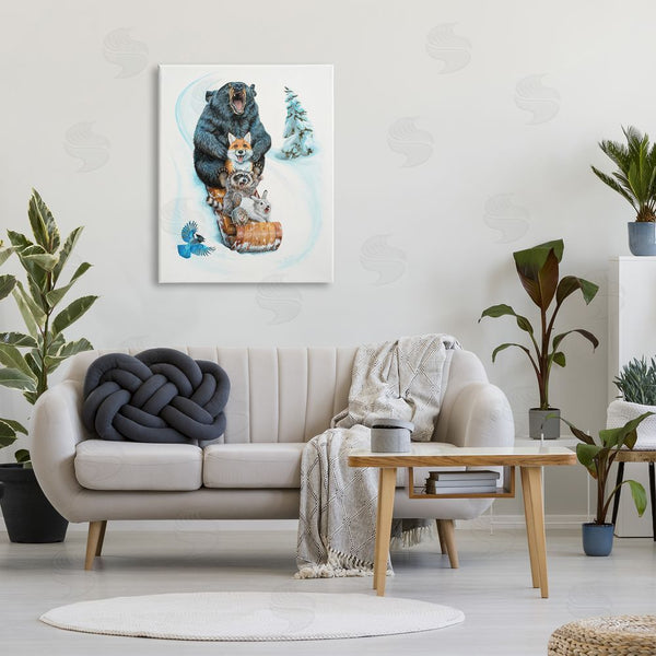 Stupell Industries Holly Simental | Sledding Wildlife Snow Scene Wall Art