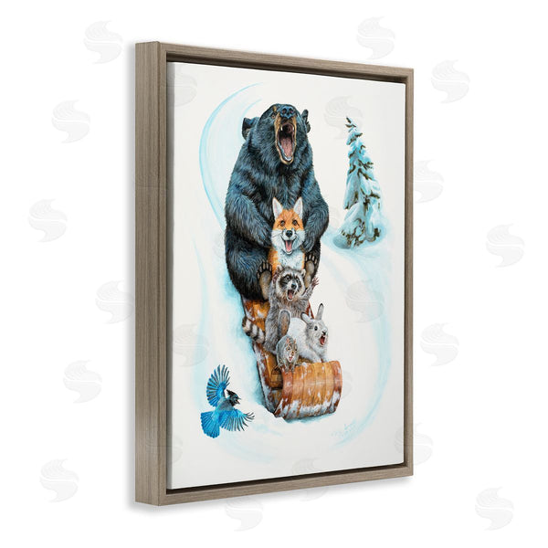 Stupell Industries Holly Simental | Sledding Wildlife Snow Scene Wall Art