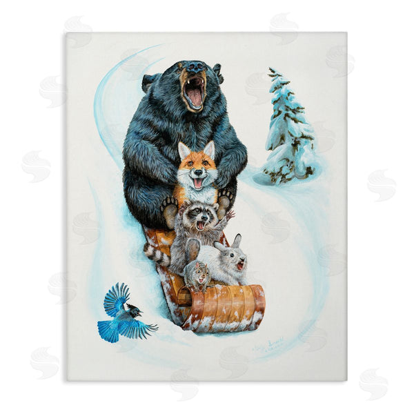 stupell industries Holly Simental | Sledding Wildlife Snow Scene Wall Art