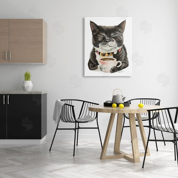 Stupell Industries Holly Simental | Smiling Cat & Coffee Mug Wall Art