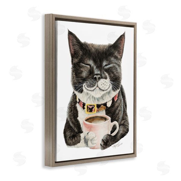 Stupell Industries Holly Simental | Smiling Cat & Coffee Mug Wall Art