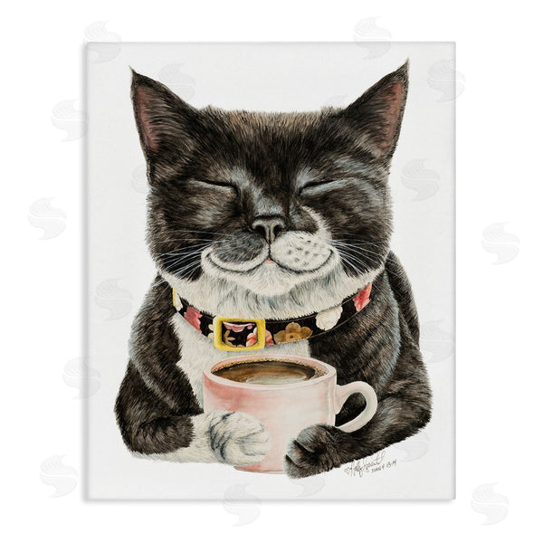 stupell industries Holly Simental | Smiling Cat & Coffee Mug Wall Art