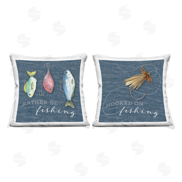 stupell industries Holly Thomas Stein | Gone Fishing Sayings Printed Throw Pillow Set