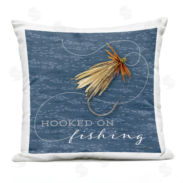 Stupell Industries Holly Thomas Stein | Hooked On Fishing Hobby Printed Throw Pillow