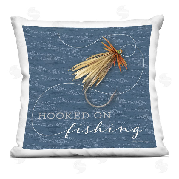 stupell industries Holly Thomas Stein | Hooked On Fishing Hobby Printed Throw Pillow