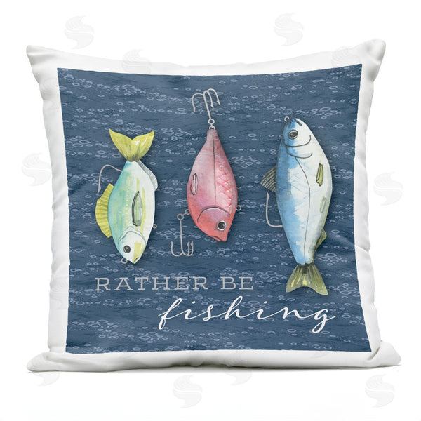 Stupell Industries Holly Thomas Stein | Rather Be Fishing Bait Printed Throw Pillow