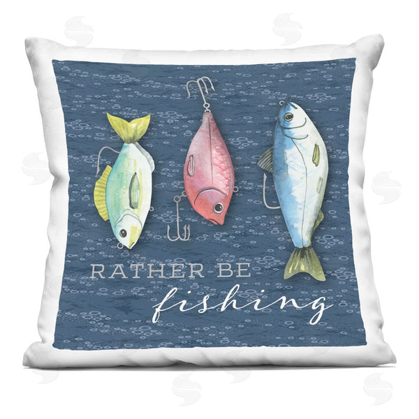 stupell industries Holly Thomas Stein | Rather Be Fishing Bait Printed Throw Pillow