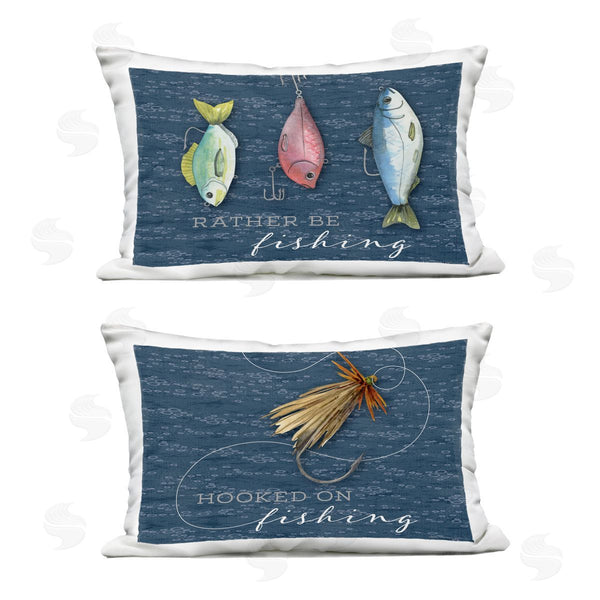 Stupell Industries Holly Thomas Stein | Recreational Fishing Phrases Printed Throw Pillow Set