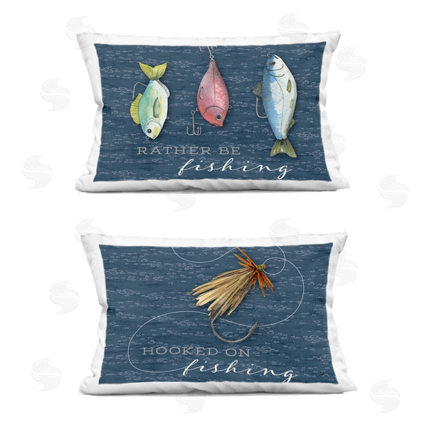 stupell industries Holly Thomas Stein | Recreational Fishing Phrases Printed Throw Pillow Set