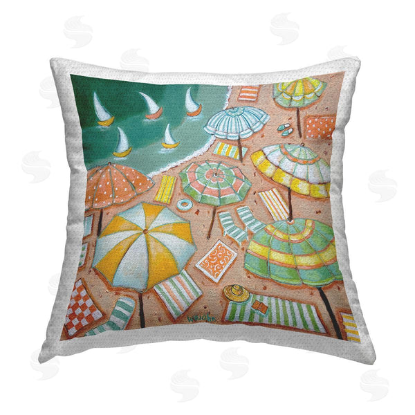 Stupell Industries Holly Wojahn | Summer Shore Beach Umbrellas Printed Throw Pillow