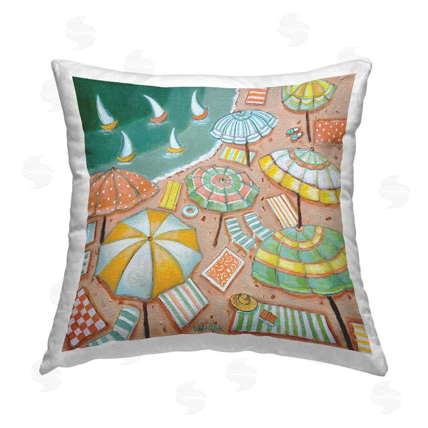 stupell industries Holly Wojahn | Summer Shore Beach Umbrellas Printed Throw Pillow