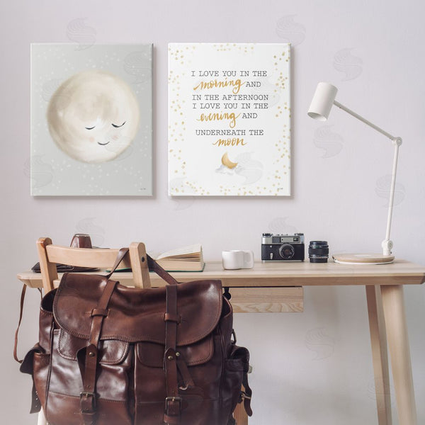 Stupell Industries House Fenway | Adorable I Love You Moon Quote Illustration Wall Art