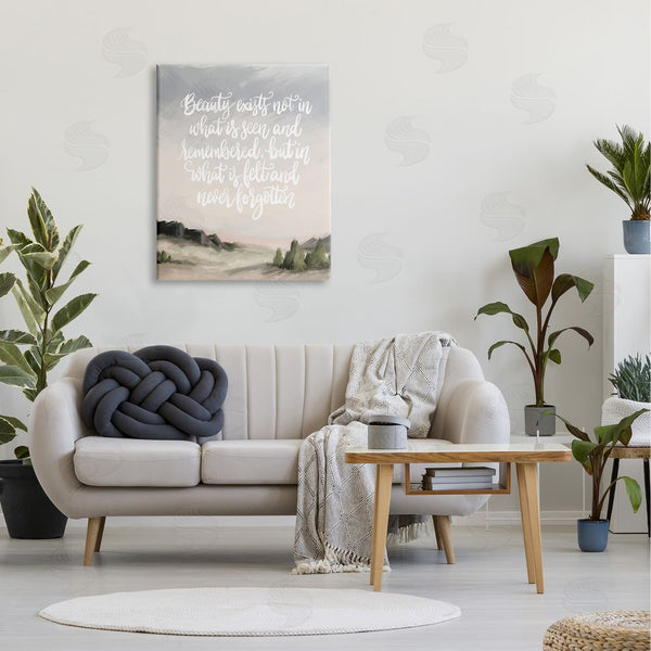 Stupell Industries House Fenway | Beauty Is Never Forgotten Quote Minimalistic Rural Landscape Wall Art
