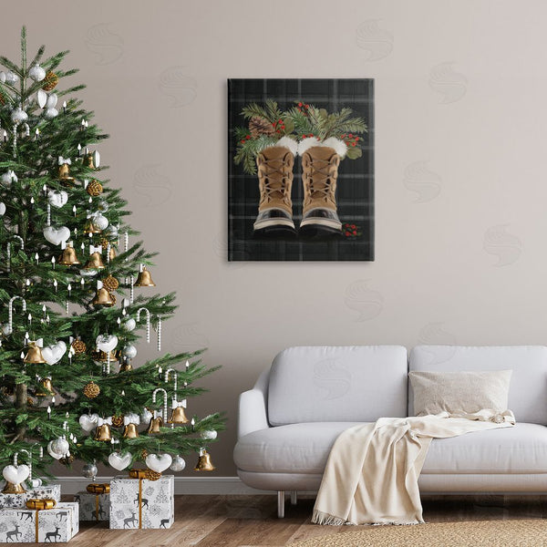Stupell Industries House Fenway | Cozy Winter Boots Holly Fir Sprig Arrangement Wall Art