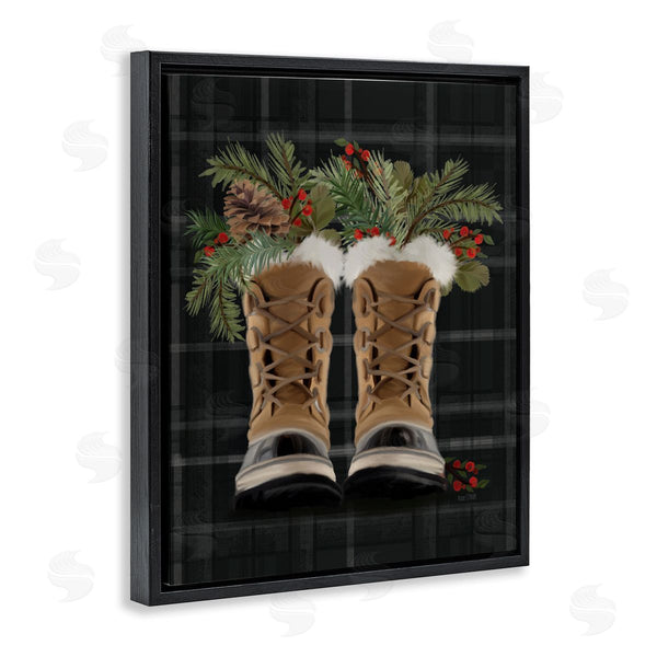 Stupell Industries House Fenway | Cozy Winter Boots Holly Fir Sprig Arrangement Wall Art