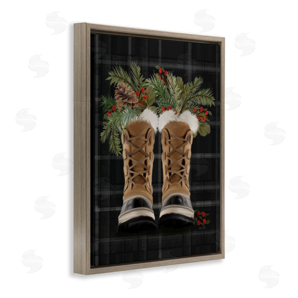 Stupell Industries House Fenway | Cozy Winter Boots Holly Fir Sprig Arrangement Wall Art