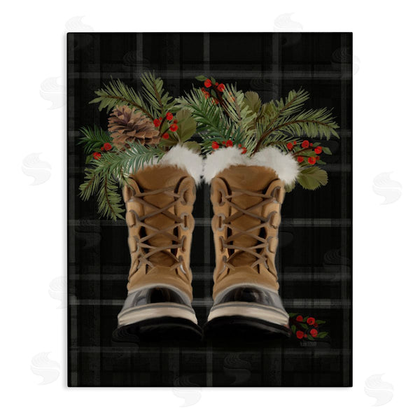 stupell industries House Fenway | Cozy Winter Boots Holly Fir Sprig Arrangement Wall Art